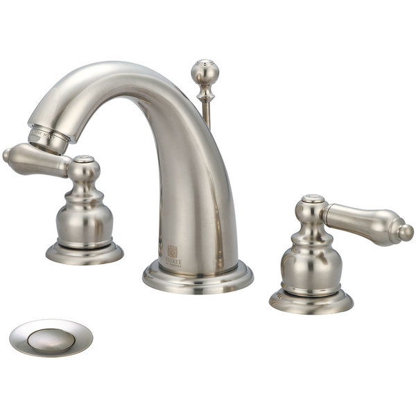 Pioneer Faucets Two Handle Widespread Bathroom Faucet, Compression Hose, Nickel, Overall Height: 6" 3BR400-BN